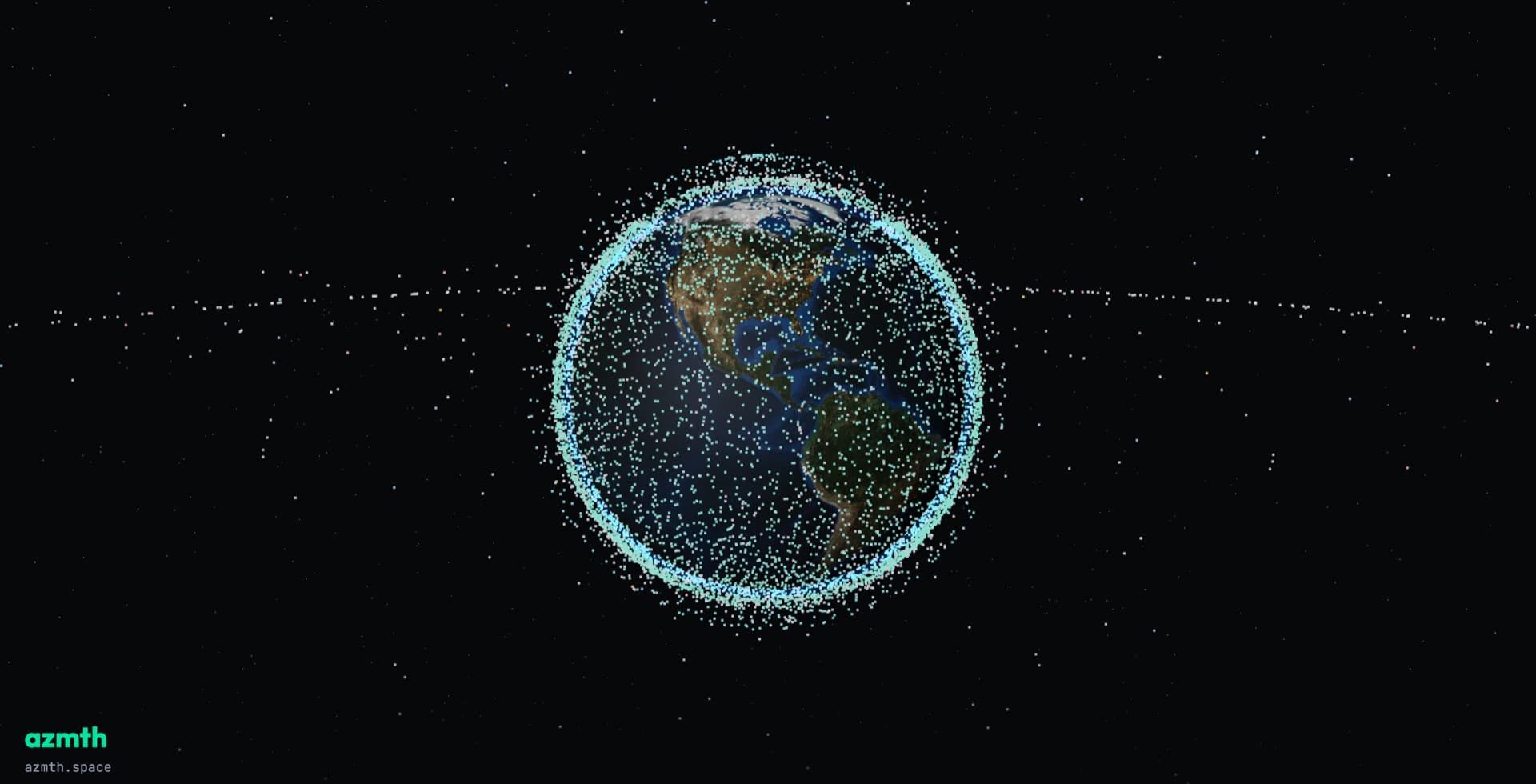 azmth rendering thousands of satellites around Earth on a live 3D globe